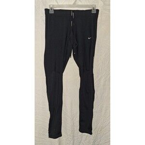 Women's Black Nike Dri-Fit Running Pants Size XS ankle zip drawstring polyester